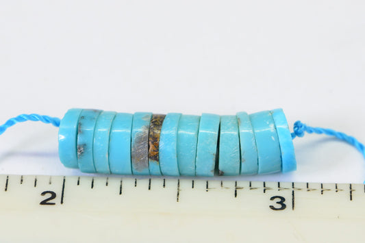 Arizona Turquoise Heishi Beads: Natural Blue Gemstone, 7mm (1 inch)