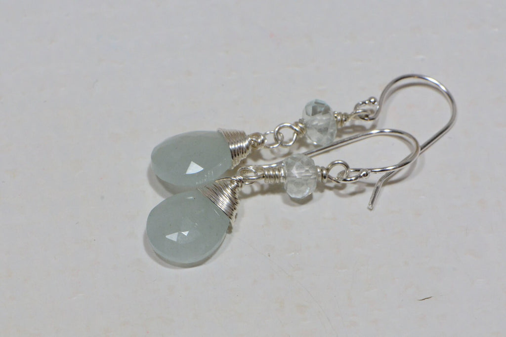 Aquamarine Sterling Silver Earrings: Faceted Gemstone, March Birthstone