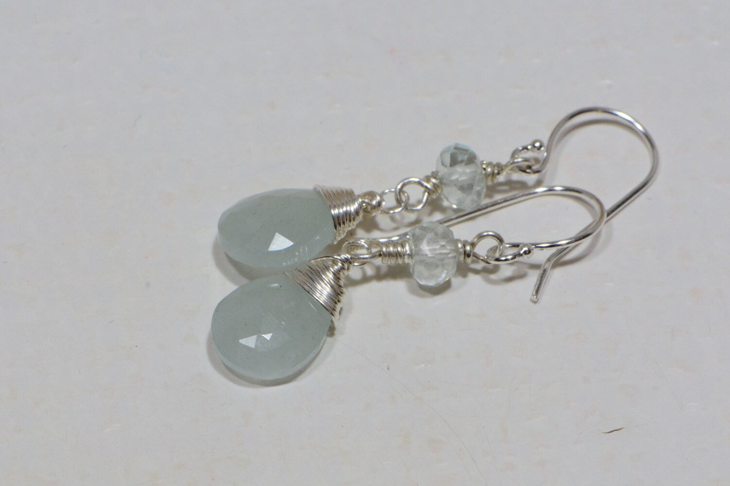 Aquamarine Sterling Silver Earrings: Faceted Gemstone, March Birthstone