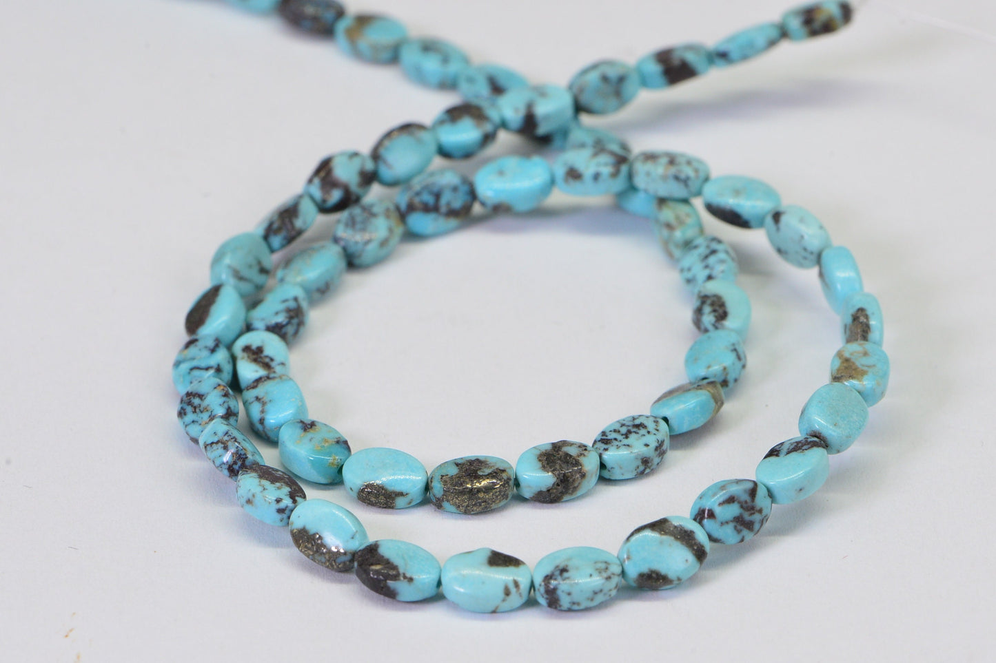 Natural Turquoise Oval Beads: Robin Egg Blue Gemstone, 16" Strand