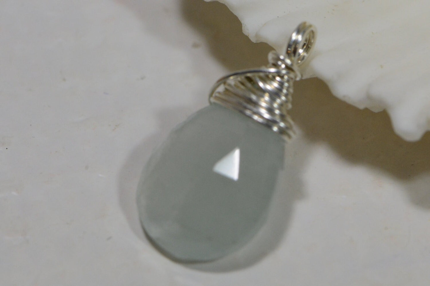 Aquamarine Gemstone Drop Earrings, Wire Wrapped Silver Jewelry