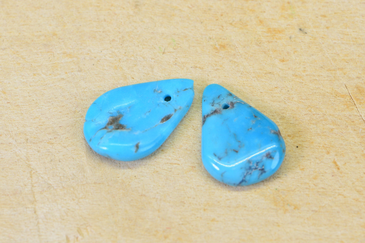 Sleeping Beauty Turquoise Teardrop Beads: Arizona Gemstone Pair