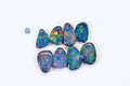 8 Australian Black Opal Doublet Cabs: 2.80 CT Blue Flash Gemstone