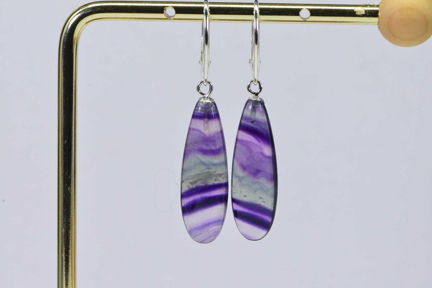 Rainbow Fluorite Teardrop Earrings: Sterling Silver Gemstone Dangles