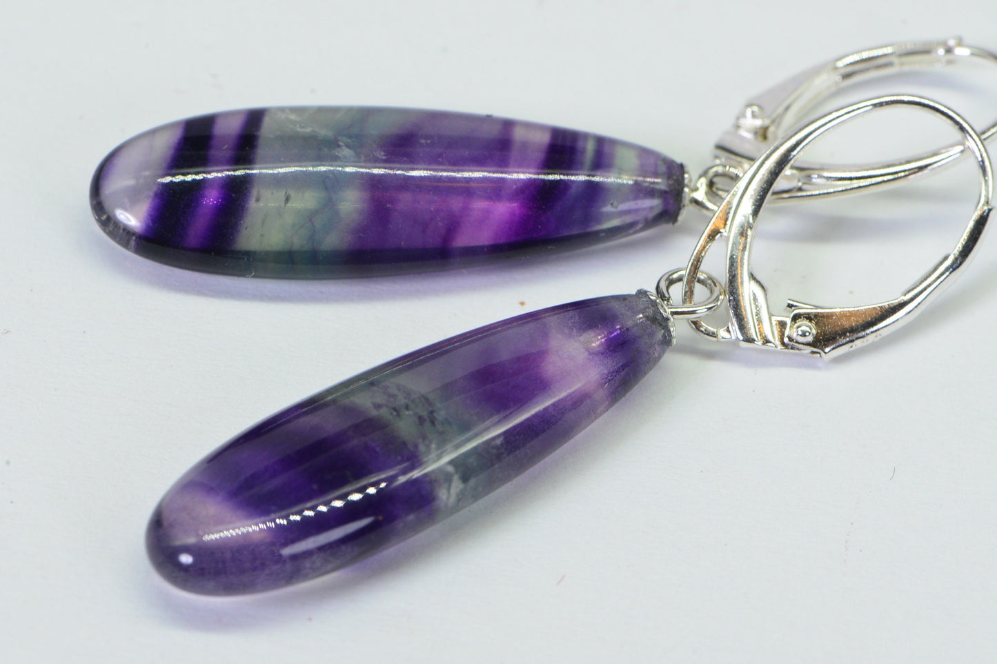 Rainbow Fluorite Teardrop Earrings: Sterling Silver Gemstone Dangles