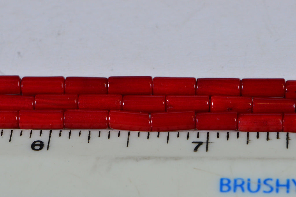 Natural Red Coral Tube Beads: 16 Inch Strand, Jewelry Making