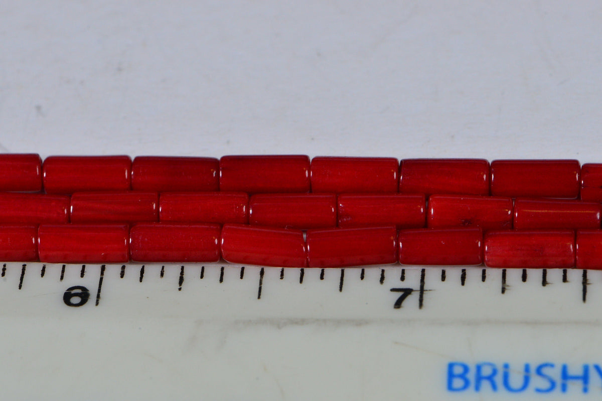 Natural Red Coral Tube Beads: 16 Inch Strand, Jewelry Making