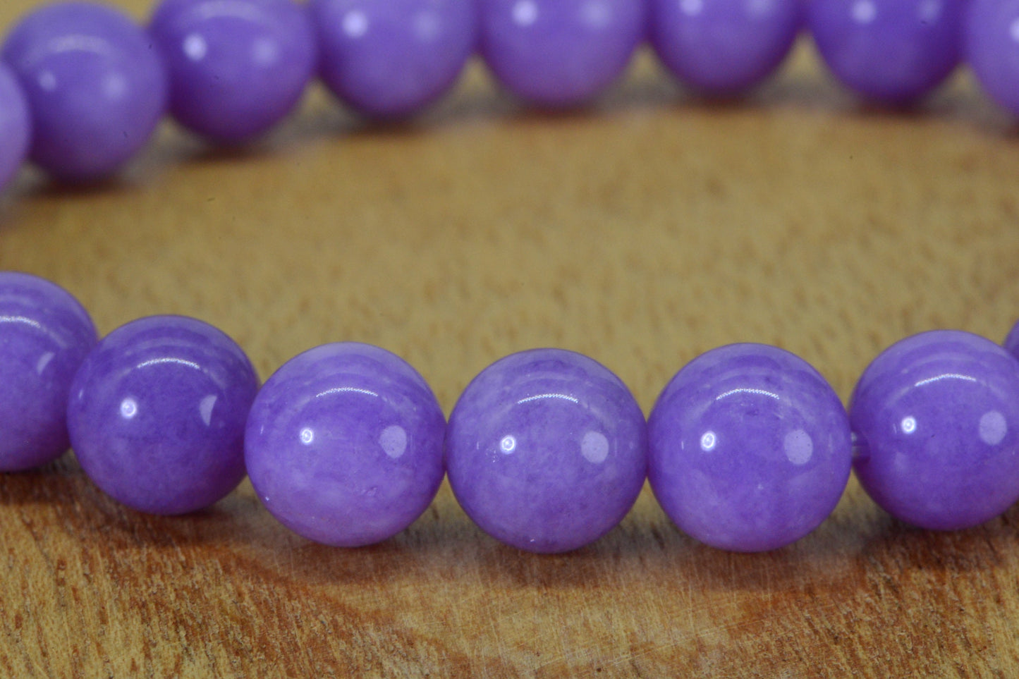 Purple Jadeite Bracelet: 8mm Round Gemstone, Handmade Stretch Jewelry