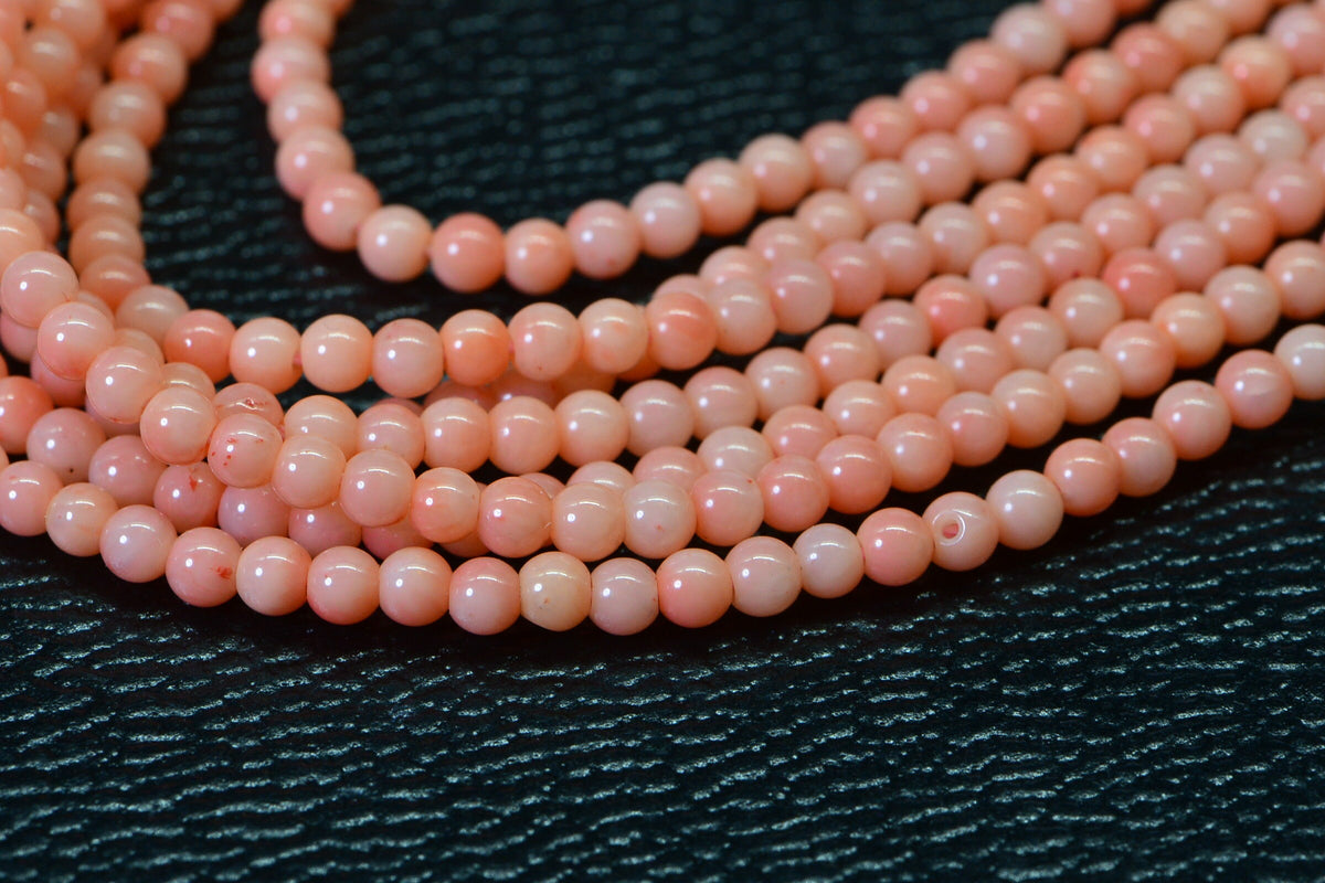 Natural Angel Skin Coral Bead Strand: 3mm Peach Pink Jewelry Supplies