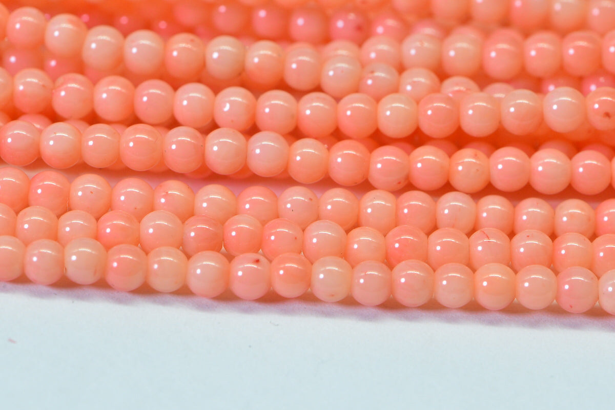 Natural Angel Skin Coral Bead Strand: 3mm Peach Pink Jewelry Supplies