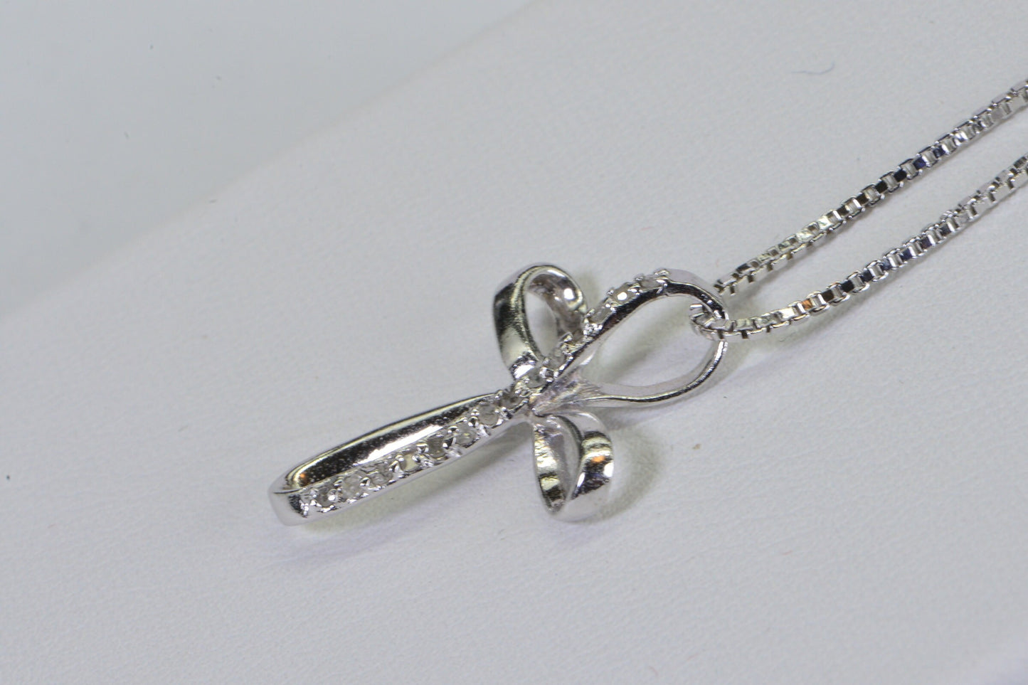 Diamond Cross Pendant Necklace, 14K White Gold Over Sterling Silver