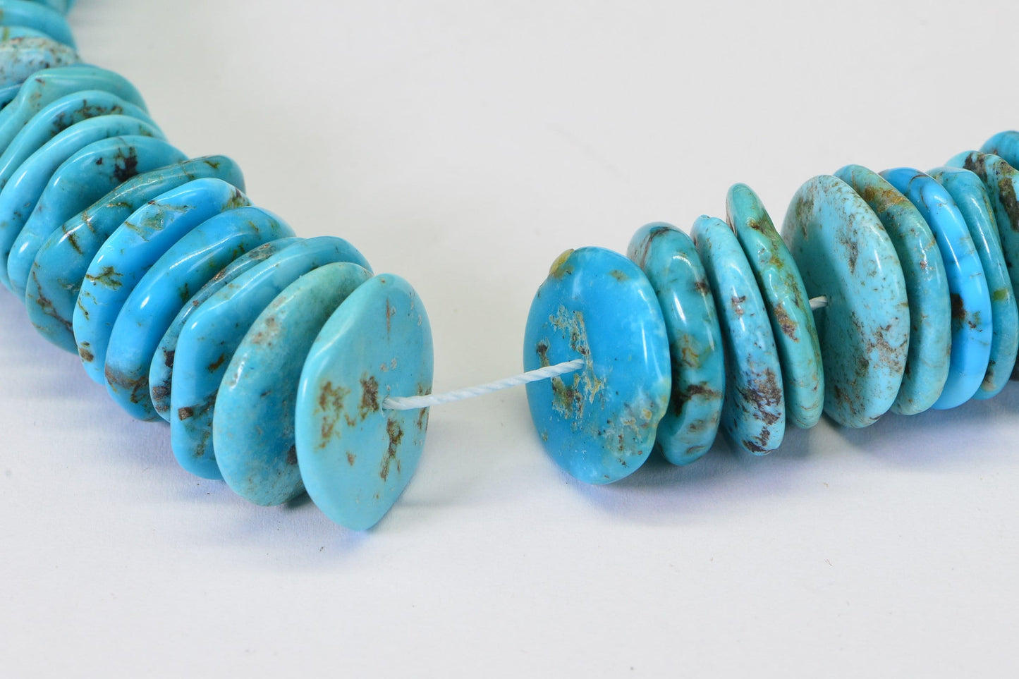 Kingman Turquoise 20mm Large Disc Bead Strand: Arizona Blue Gemstone Necklace Supply