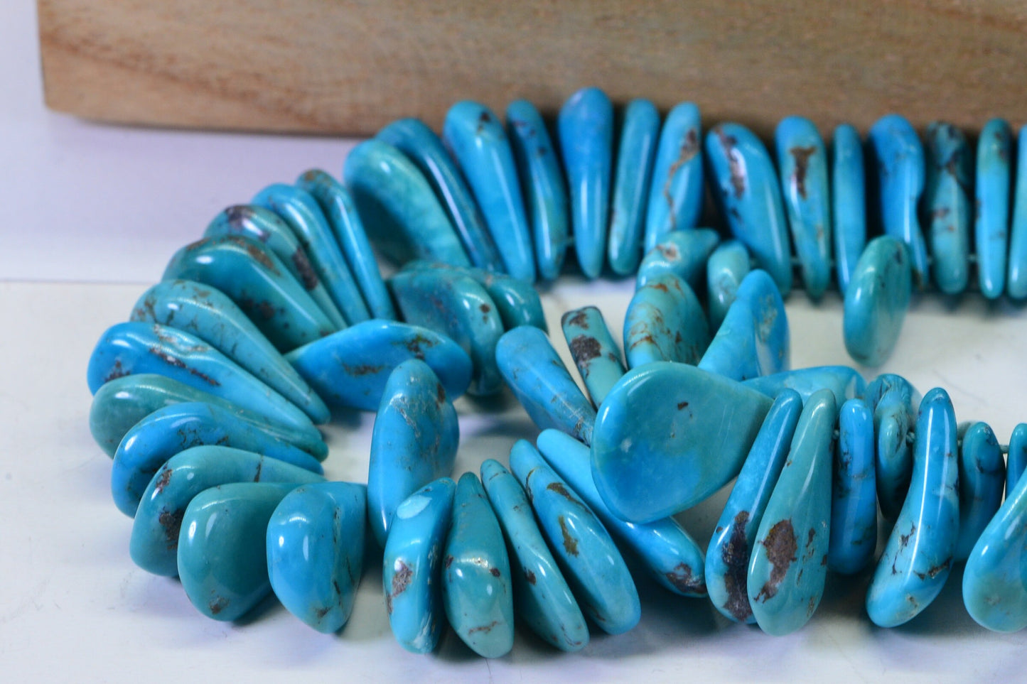 Natural Kingman Turquoise Teardrop Beads: Arizona Blue-Green Slabs