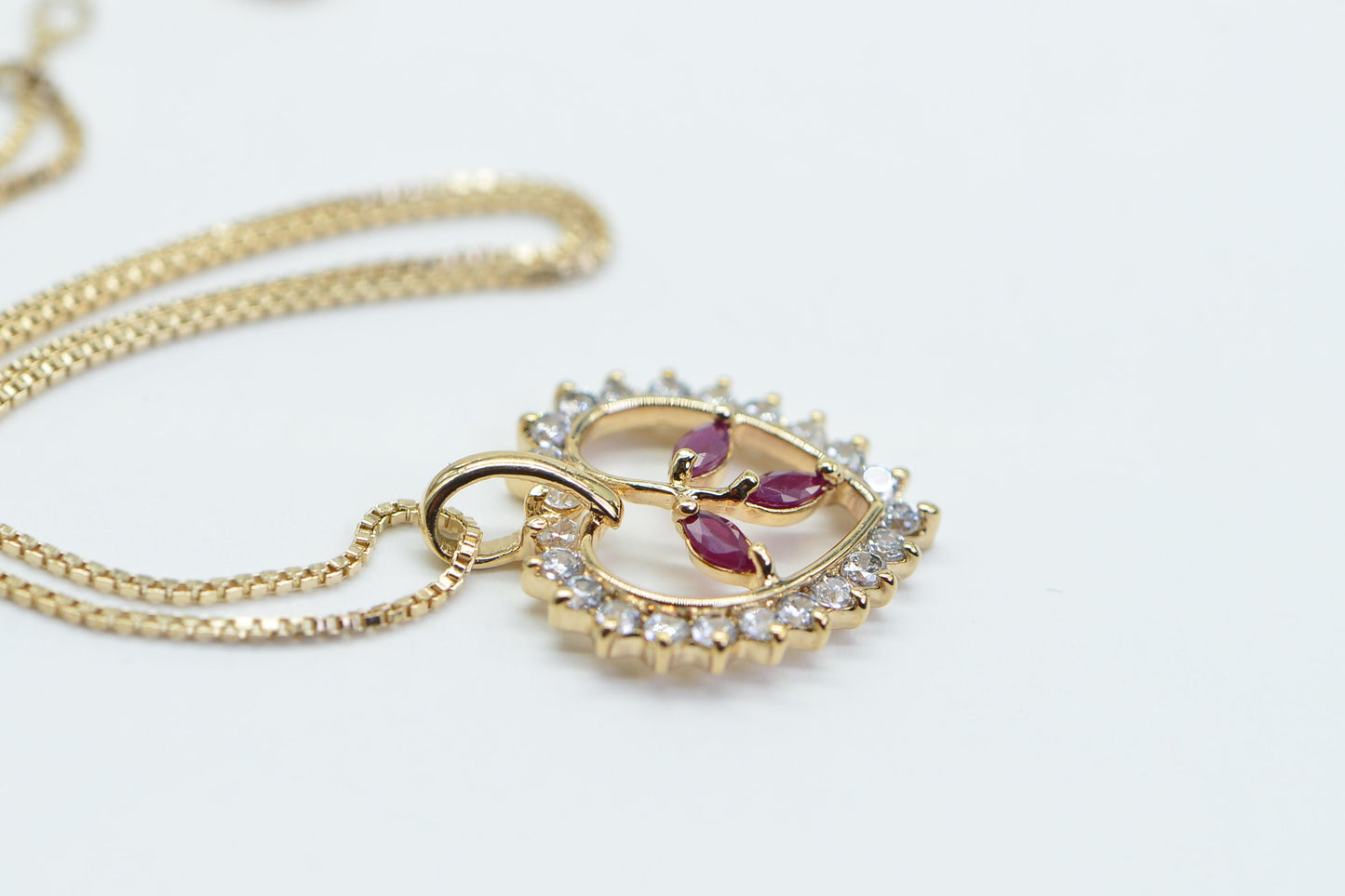 Ruby Heart Pendant: Simulated Diamond, 14K Gold Over Sterling Silver