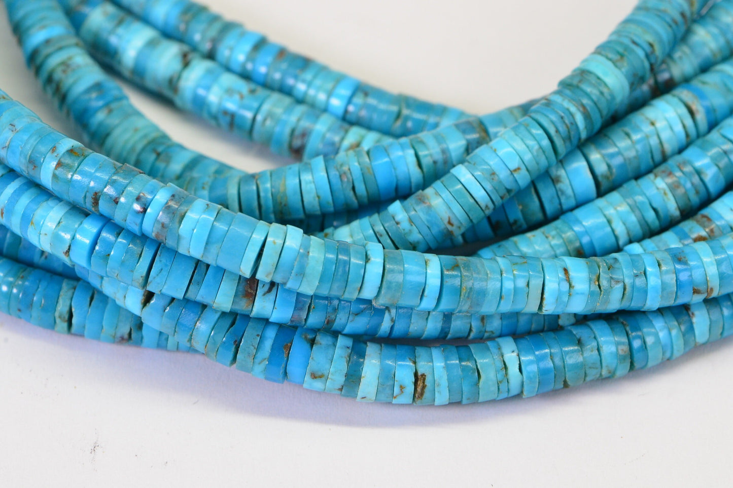 Arizona Turquoise Heishi Beads: Natural Blue Gemstone, 4.5mm (4 inch strand)