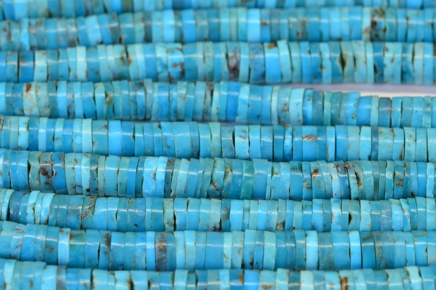 Arizona Turquoise Heishi Beads: Natural Blue Gemstone, 4.5mm (4 inch strand)