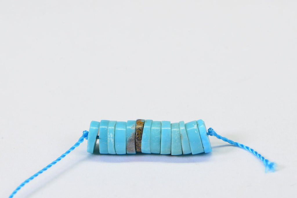 Arizona Turquoise Heishi Beads: Natural Blue Gemstone, 7mm (1 inch)