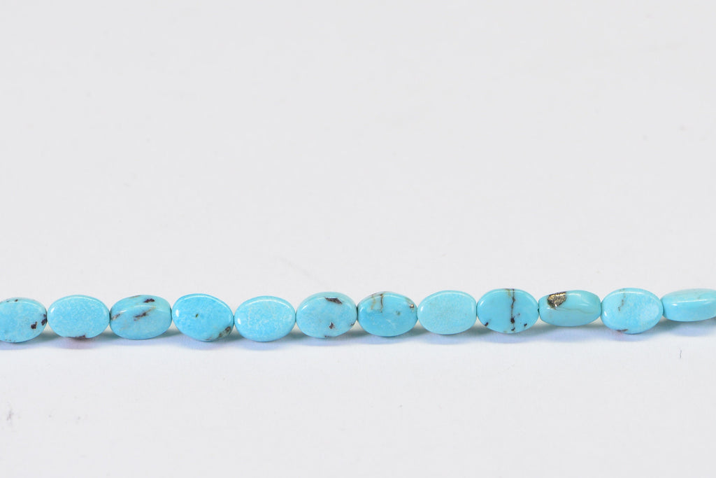 Natural Turquoise Oval Beads: Robin Egg Blue Gemstone, 16" Strand