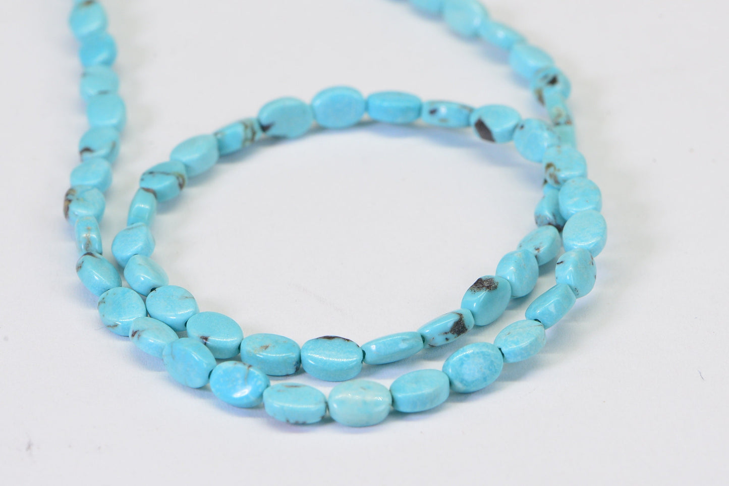 Natural Turquoise Oval Beads: Robin Egg Blue Gemstone, 16" Strand