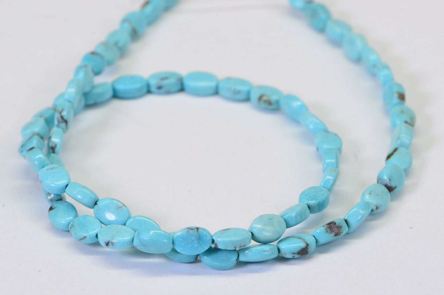 Natural Turquoise Oval Beads: Robin Egg Blue Gemstone, 16" Strand