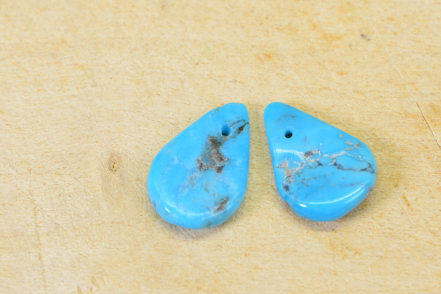 Sleeping Beauty Turquoise Teardrop Beads: Arizona Gemstone Pair