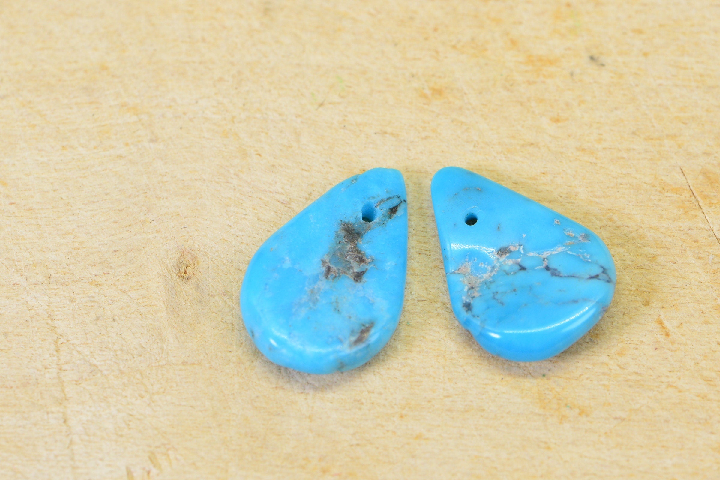 Sleeping Beauty Turquoise Teardrop Beads: Arizona Gemstone Pair