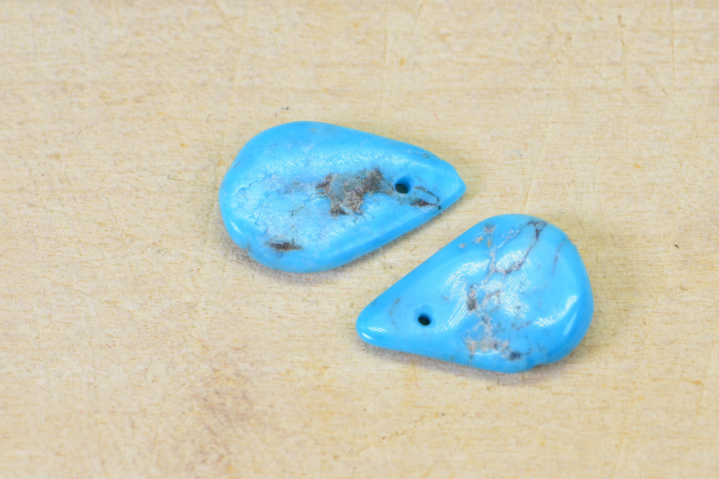 Sleeping Beauty Turquoise Teardrop Beads: Arizona Gemstone Pair