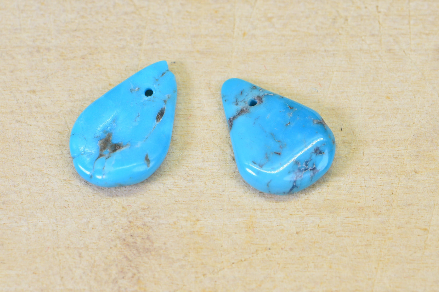 Sleeping Beauty Turquoise Teardrop Beads: Arizona Gemstone Pair