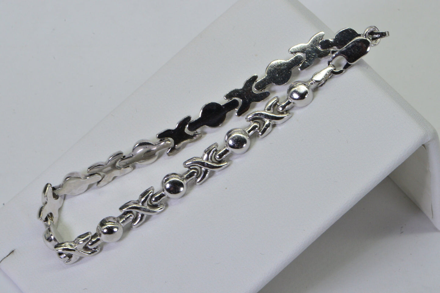 Estate Sterling Silver XOXO Link Bracelet - 7 1/4"