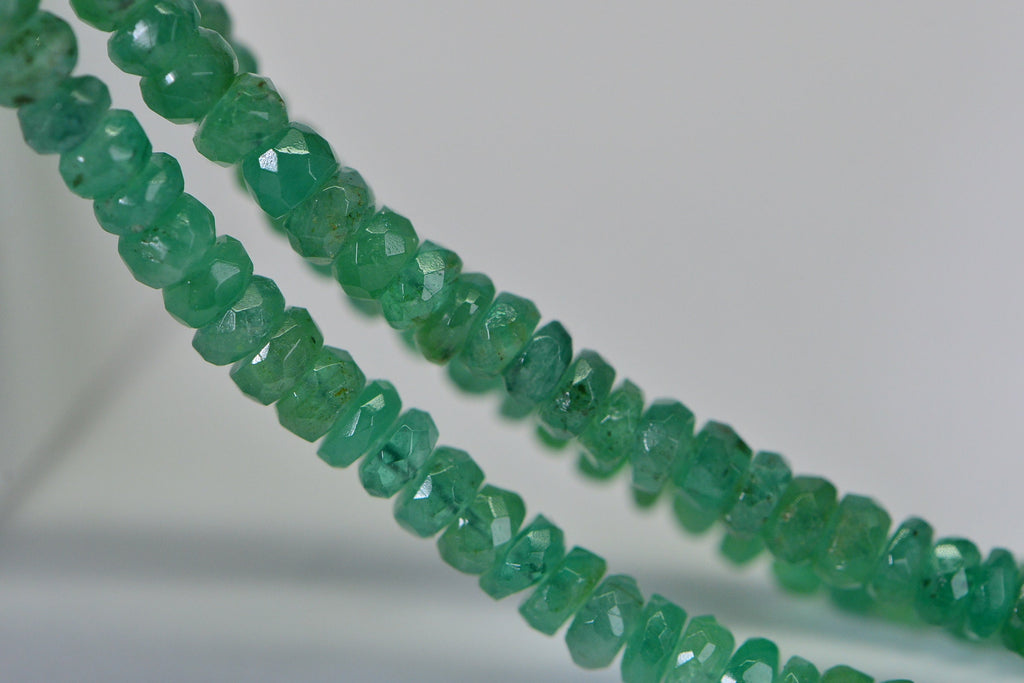 Faceted Emerald Rondelle Beads: Natural Gemstone Jewelry Making Supplies