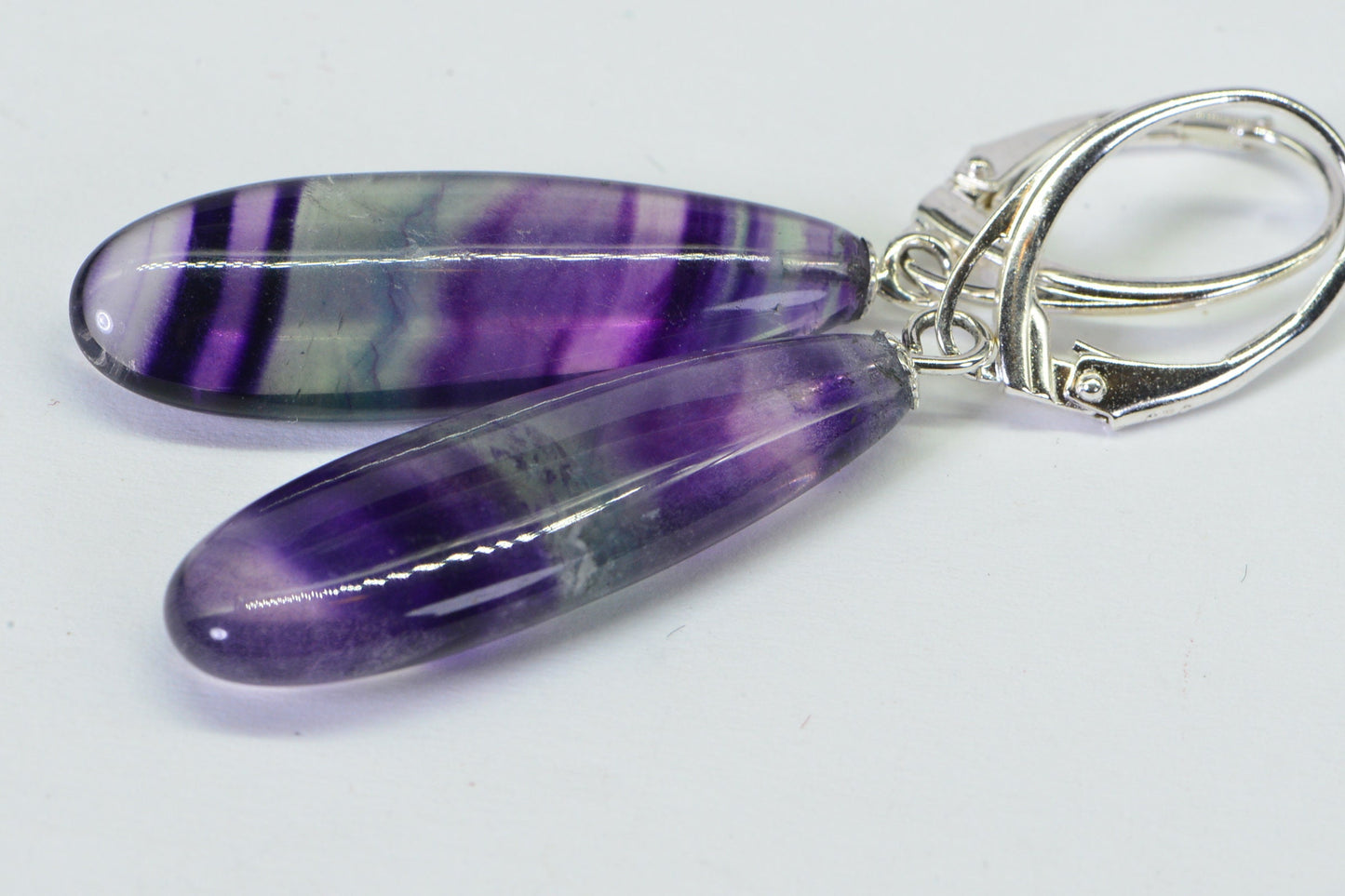 Rainbow Fluorite Teardrop Earrings: Sterling Silver Gemstone Dangles
