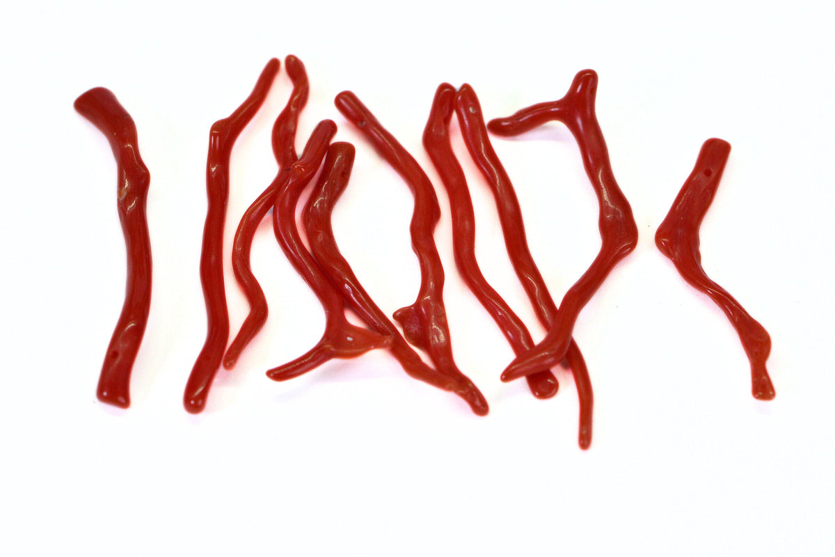 Genuine Red Coral Branch Stick Mediterranean Sea Coral Untreated 18 cts