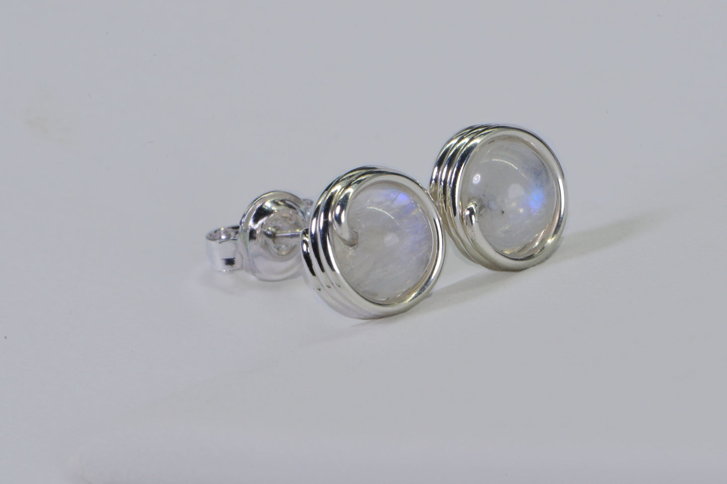 Handmade Copper Wire Wrapped Amber Stud Earrings (8mm)