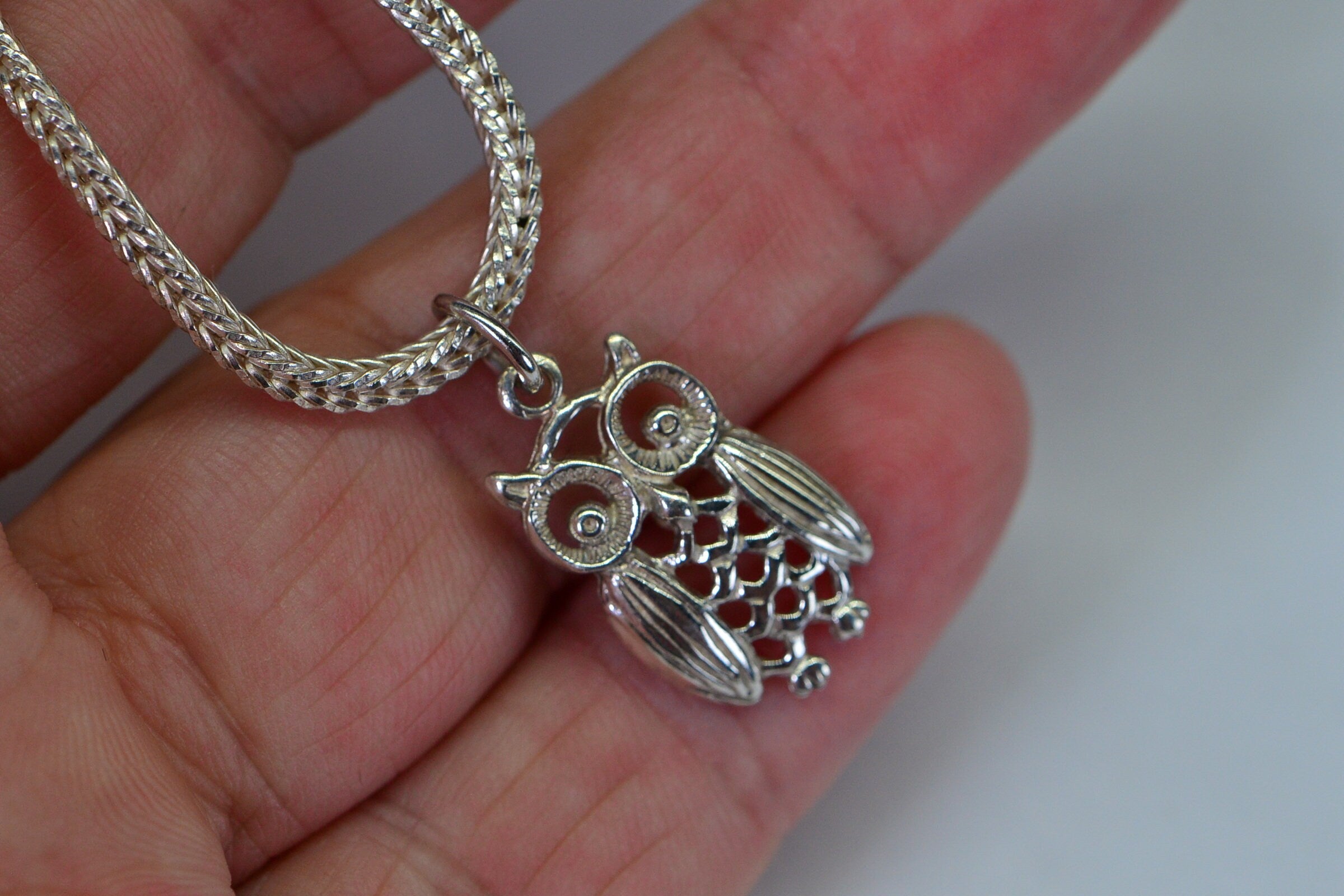 Owl  Bracelet  Charm Solid Sterling Silver 925  Viking Technique Bracelet Vintage Jewelry