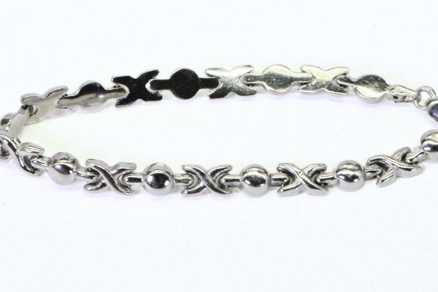 Estate Sterling Silver XOXO Link Bracelet - 7 1/4"