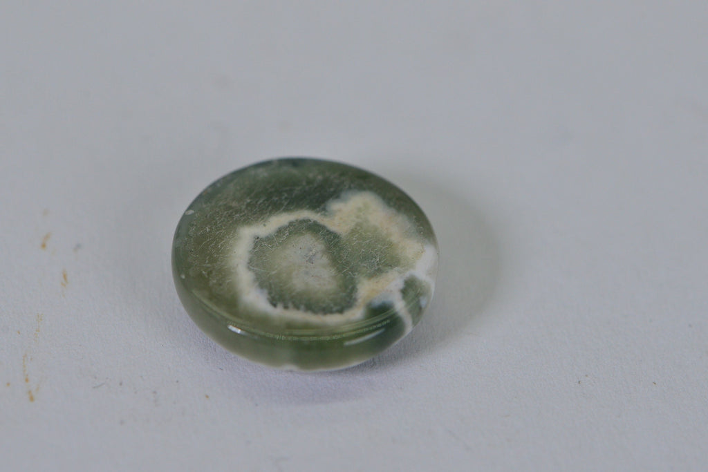 Green Ocean Jasper Cabochon: Round Gemstone for Jewelry Making (16x5.6mm)