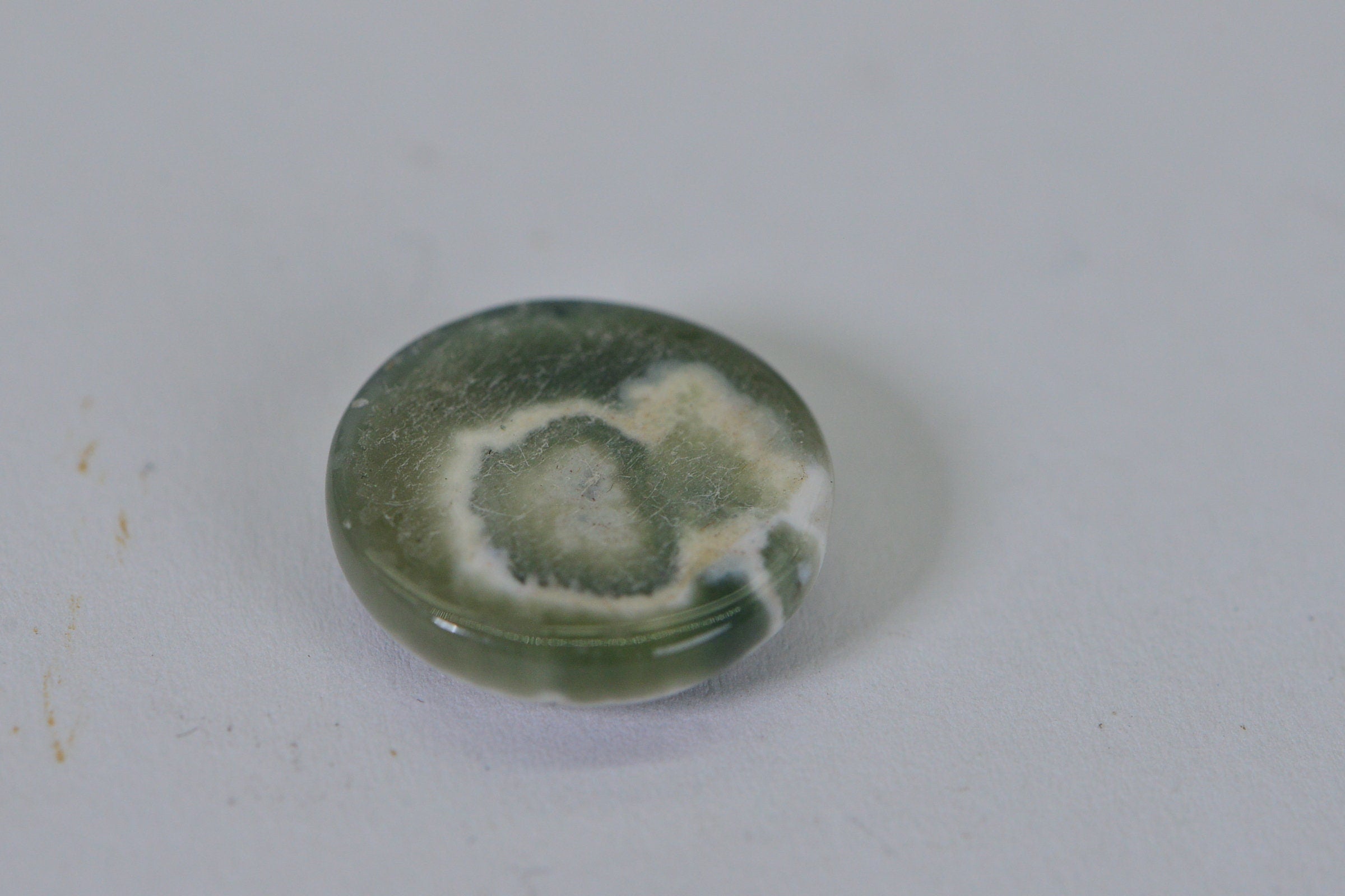 Green Ocean Jasper Cabochon: Round Gemstone for Jewelry Making (16x5.6mm)