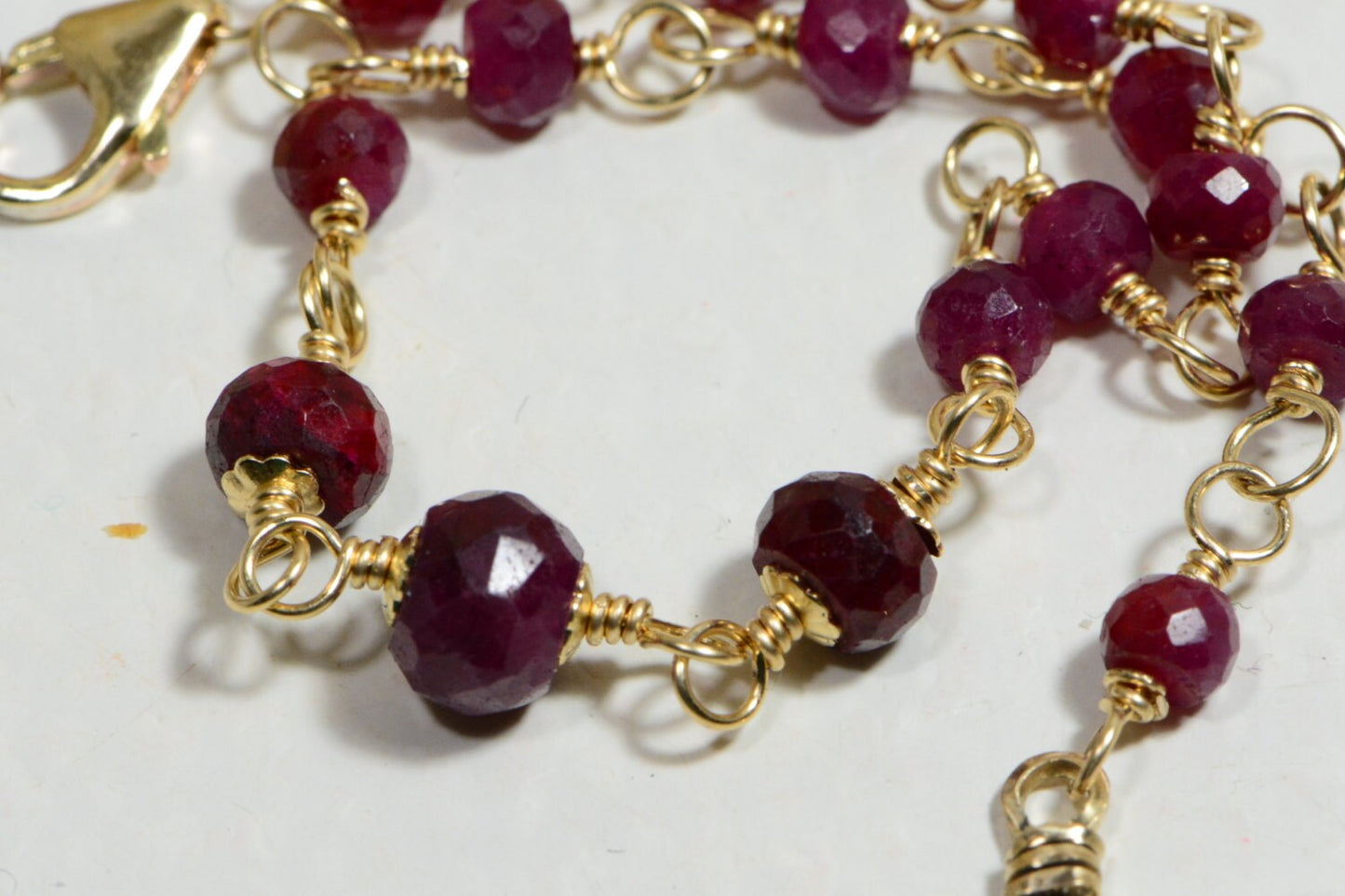 Natural Ruby Bracelet 14K Gold Filled Wire Wrapped Birthstone Jewelry,