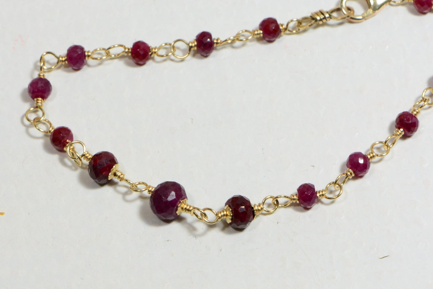 Natural Ruby Bracelet 14K Gold Filled Wire Wrapped Birthstone Jewelry,