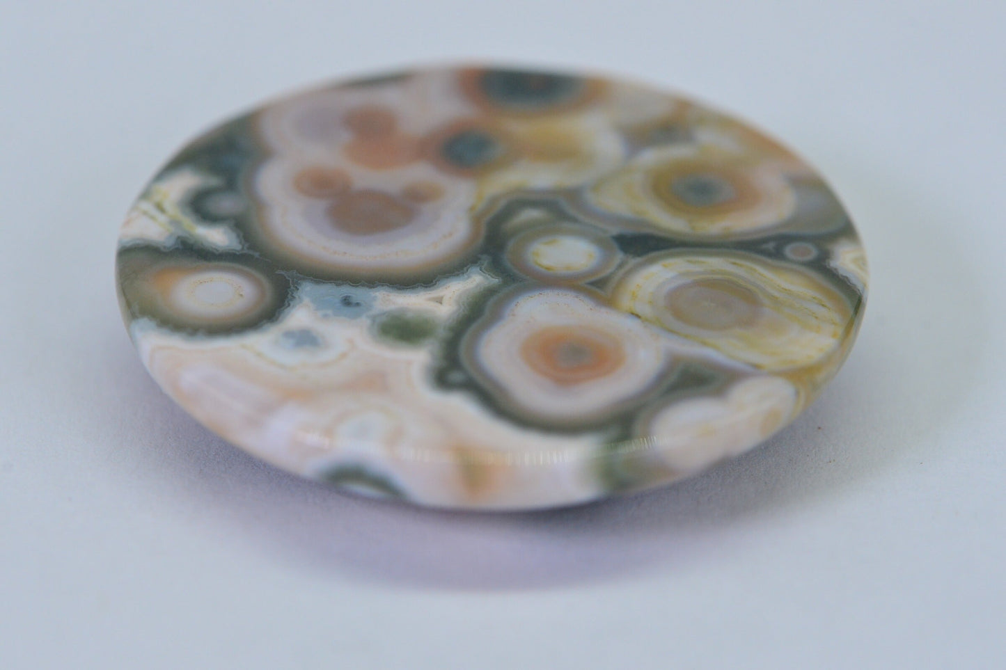 Ocean Jasper Round Cabochon: Natural Gemstone, 64 ct (35x6.8mm)