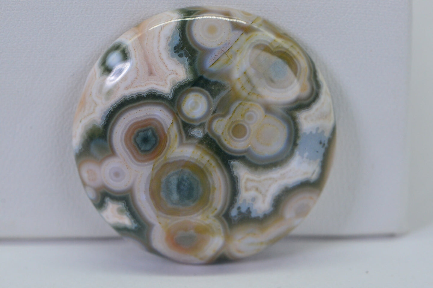 Ocean Jasper Round Cabochon: Natural Gemstone, 64 ct (35x6.8mm)
