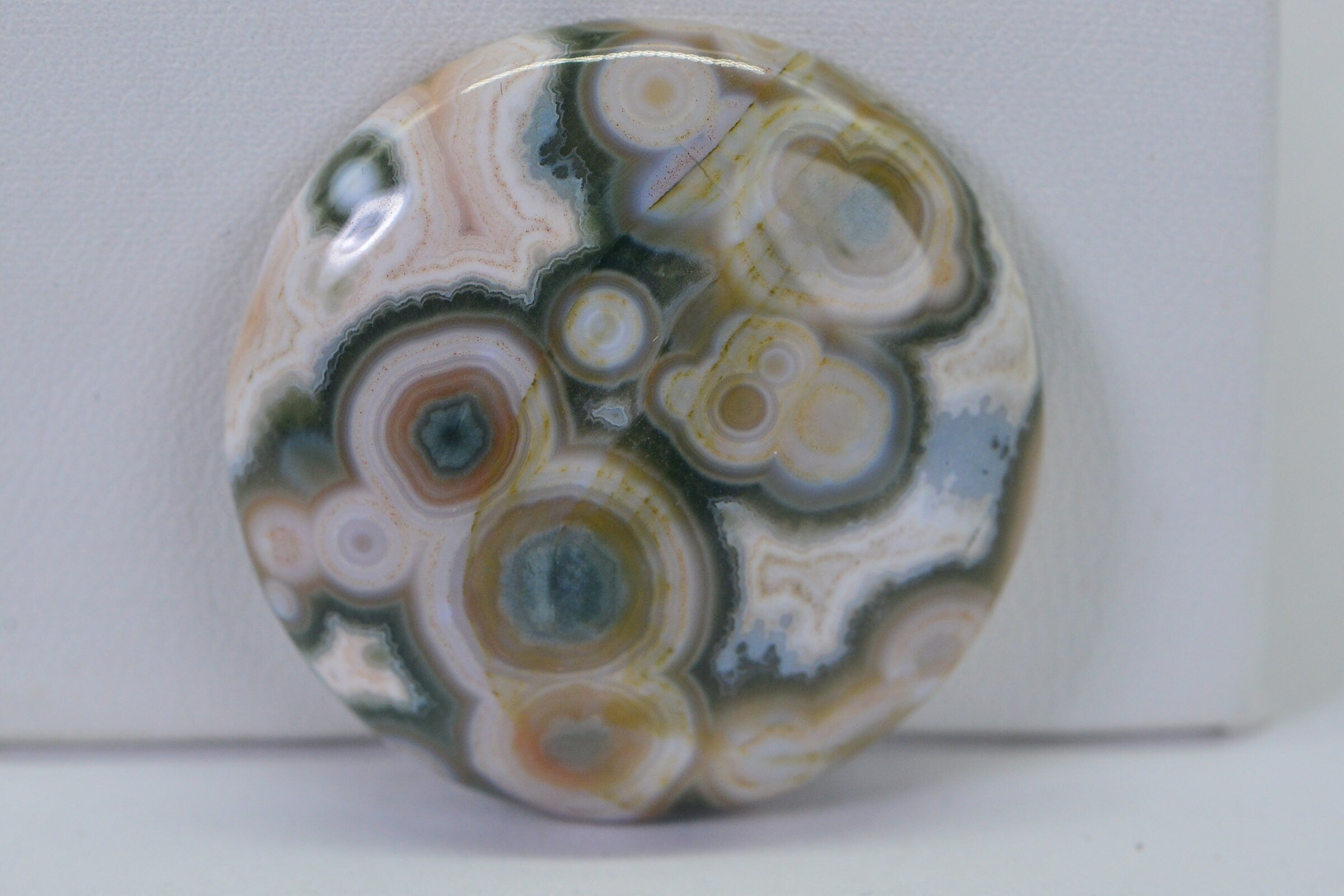 Ocean Jasper Round Cabochon: Natural Gemstone, 64 ct (35x6.8mm)