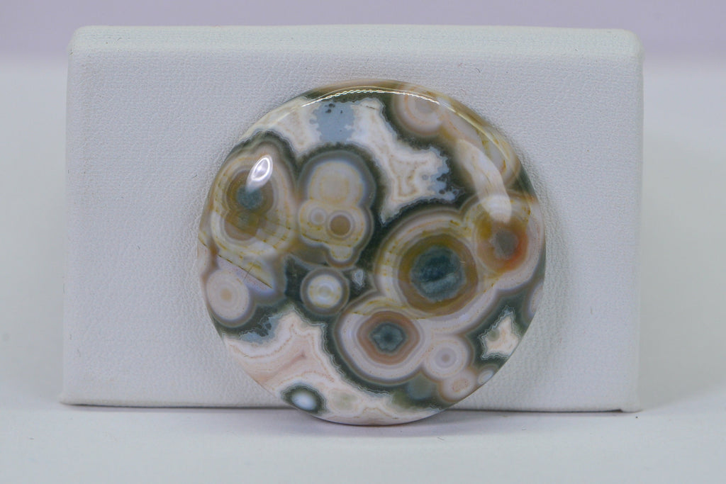 Ocean Jasper Round Cabochon: Natural Gemstone, 64 ct (35x6.8mm)