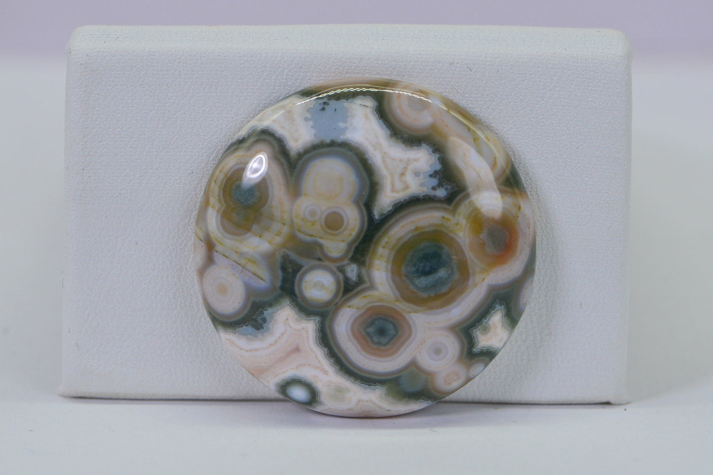 Ocean Jasper Round Cabochon: Natural Gemstone, 64 ct (35x6.8mm)