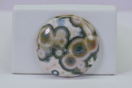 Ocean Jasper Round Cabochon: Natural Gemstone, 64 ct (35x6.8mm)