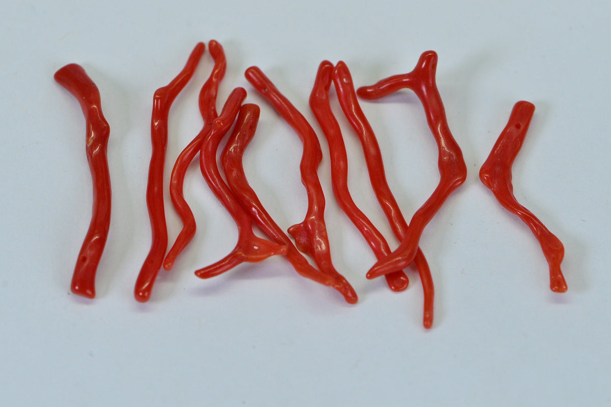 Genuine Red Coral Branch Stick Mediterranean Sea Coral Untreated 18 cts