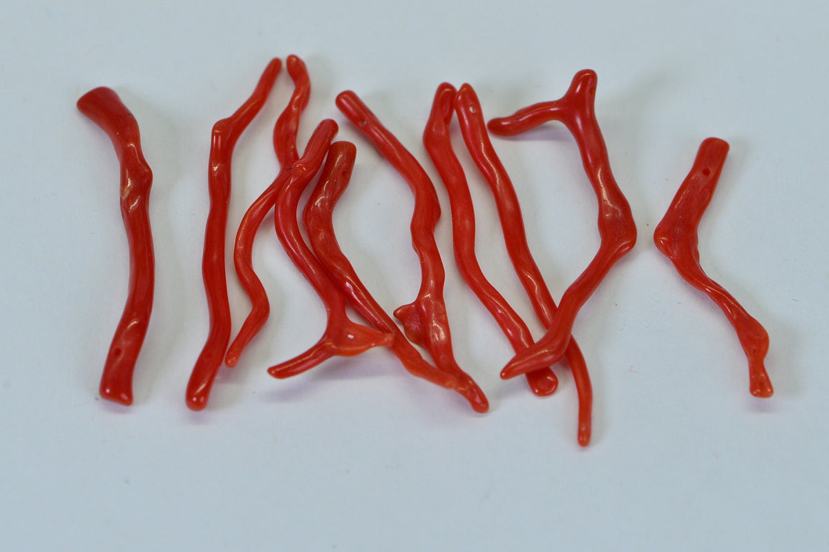 Genuine Red Coral Branch Stick Mediterranean Sea Coral Untreated 18 cts