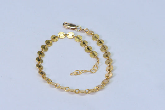 14K Yellow Gold Filled Coin Bracelet: Dainty Layering Chain