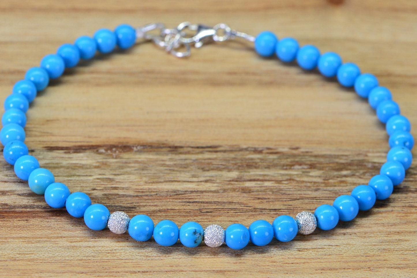 Sleeping Beauty Turquoise Bracelet: Sterling Silver, Baby Blue Healing Stone
