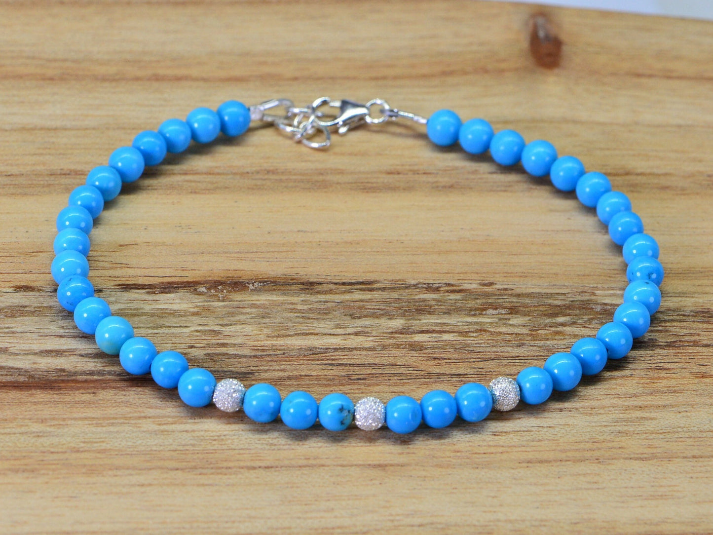Sleeping Beauty Turquoise Bracelet: Sterling Silver, Baby Blue Healing Stone